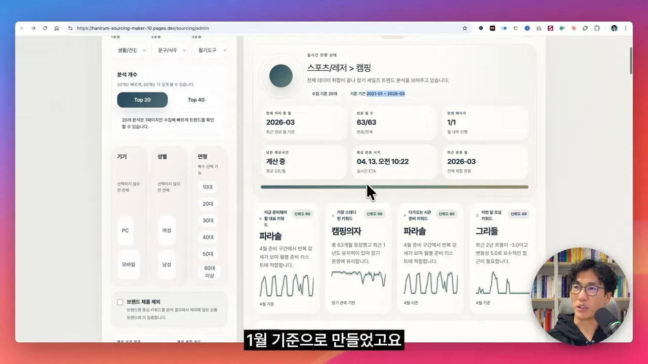 네이버 트렌드 마법사에서 키워드 트렌드 카드 선택 후 월별 강세 구간 확인